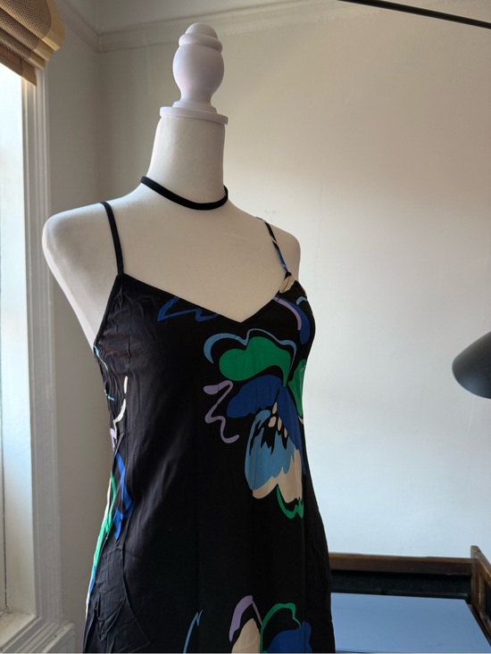 GAP Dresses & Skirts - GAP Black Midi Dress with Blue & Green Floral Print